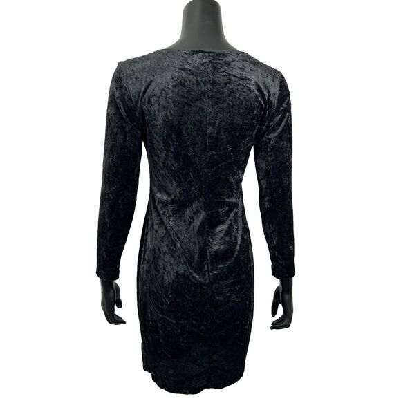 Petite Jazz Long‎ Sleeve Velvet Bodycon Dress Black Women's Size 8 Vintage 90s - Picture 4 of 7